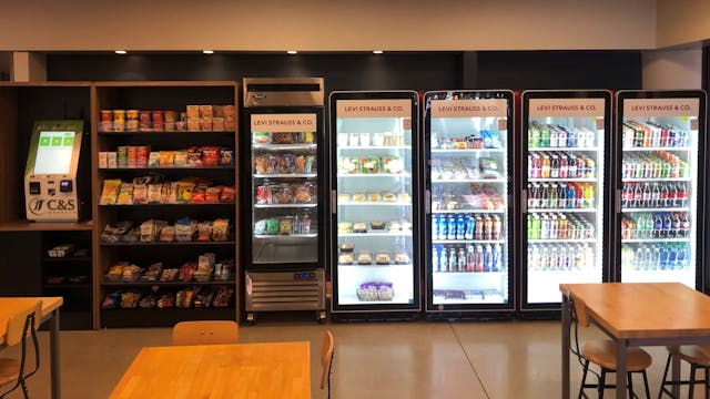 C&amp;S Vending&rsquo;s recently installed micro market at Levi Strauss is personalized to the location&rsquo;s breakroom.