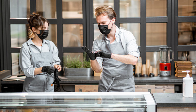 restaurant masks and gloves