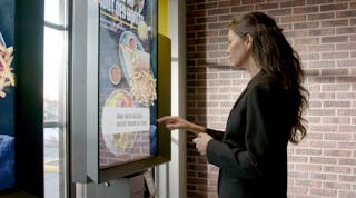 Interactive kiosk combining Samsung digital signage and AIRxTouch technology debuts at St-Hubert restaurant locations in Quebec.