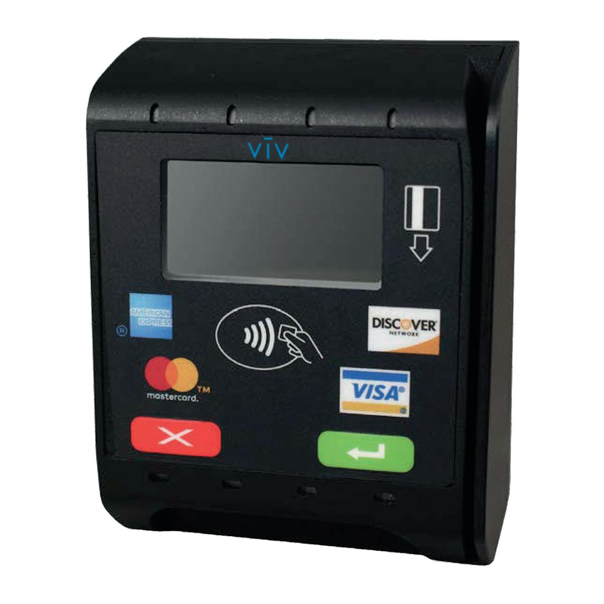 Pictured here is Vagabond&apos;s new v&imacr;v credit card reader bezel for vending machines. Vagabond&apos;s touchless technology is built into the new reader.