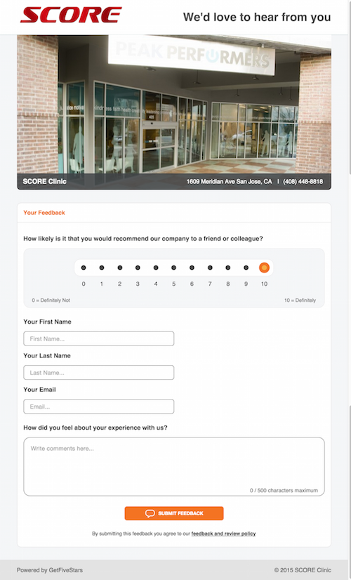 customer feedback page