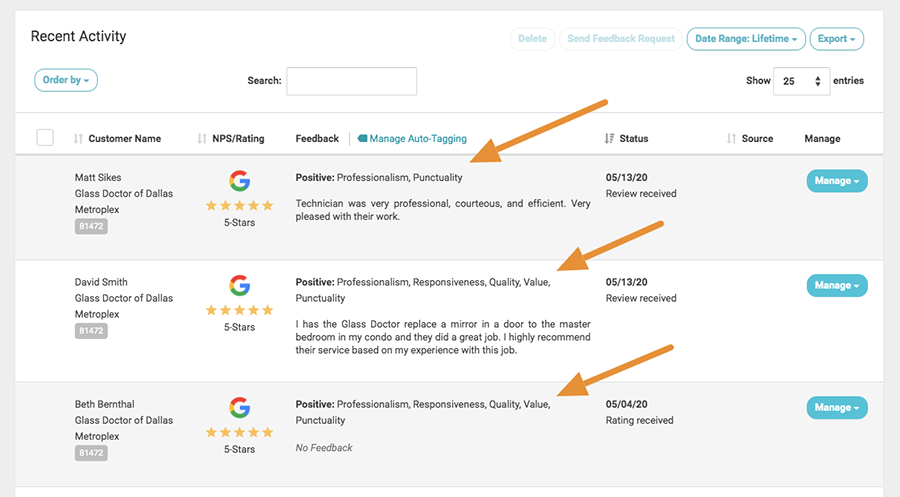 Google review attributes in GatherUp