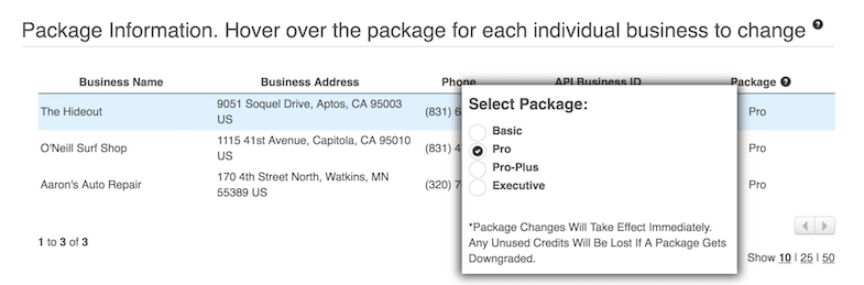 package-selection