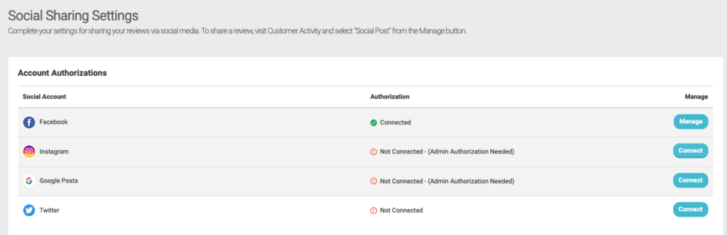 Screenshot of GatherUp Social Authorization