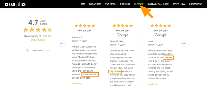 reviews by keyword and tag